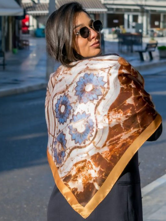 Kalfas Luxury Silk Pure Silk Shawl Women's Silk Brown