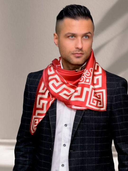 Kalfas Luxury Silk Τετράγωνο Ολομέταξο Μαντήλι Γυναικείο Μεταξωτό Φουλάρι Κόκκινο
