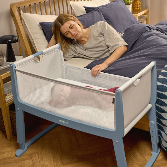 Snuz Babywiege Snuzpod Studio mit Matratze und Rädern Blau