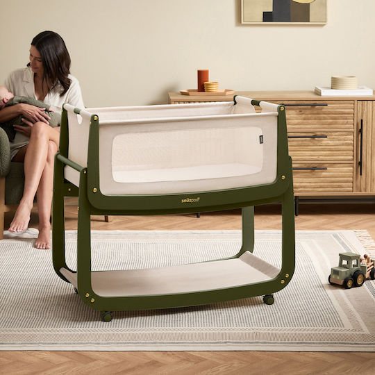 Snuz Babywiege Snuzpod5 mit Matratze und Rädern Grün