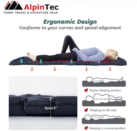 Alpin Μονό Υπόστρωμα Camping 195x58cm Πάχους 5cm