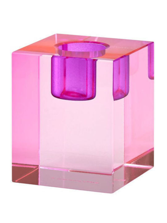 Crystal Candle Holder In Pink Colour 6cm
