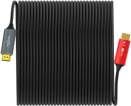 Кабел Hdmi Оптични Влакна Twozoh 50 M 4k 60 Hz 18 Gbps