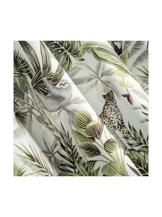Eurofirany Κουρτίνα με Τρουκς Eyelet Jungle White Green 140x250εκ.