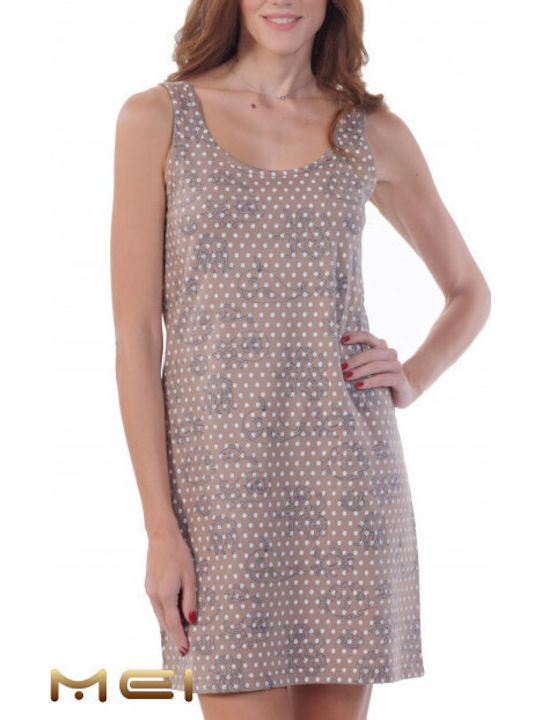 MEI Summer Women's Nightgown Dark Beige