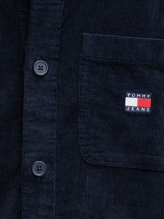 Long Sleeve Corduroy Shirt in Regular Fit Dark Blue