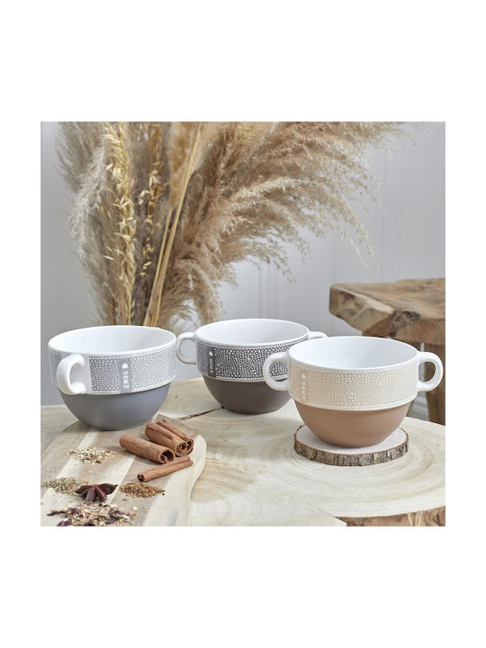 HowHomely Round Brown Ceramic Serving Bowl
