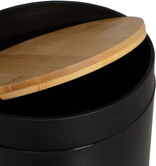 HowHomely Bamboo Bathroom Bin 5l Black