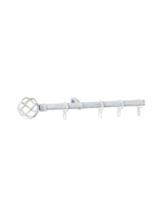 Gardinia Bara Pliabilă Metalică Pentru Perdele Single 160-300 cm Alb-Auriu