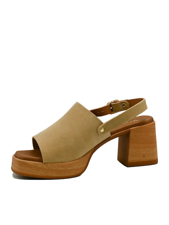 Suede Damen Sandalen Anatomisch Beigen