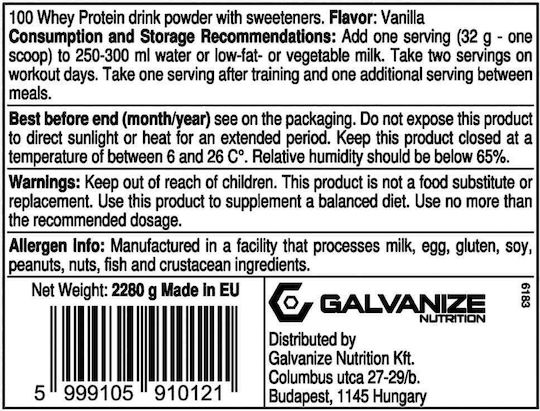 Galvanize Nutrition 100 Molke Ultimate 2280gr Vanillecreme