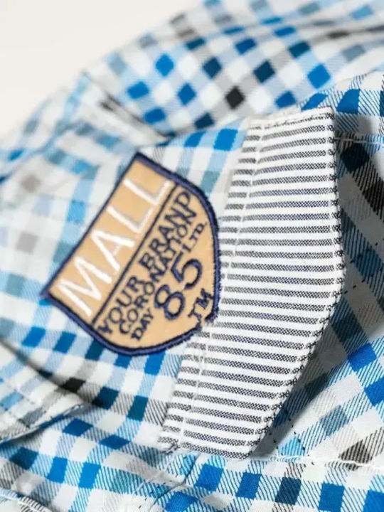 Kids Checked Short-Sleeved Shirt Light Blue