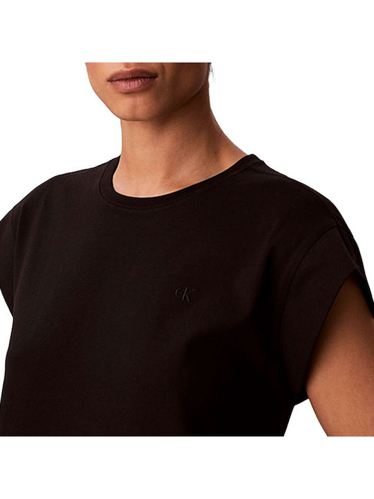 Summer Midi T-Shirt Dress with Tearing Black