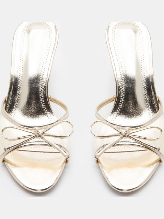 Mules With High Heel In Gold Colour