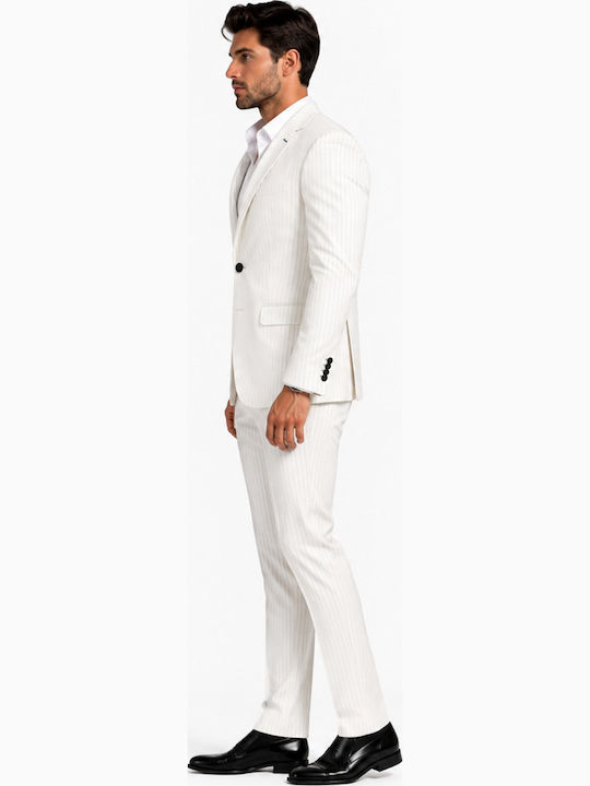 Summer Men's Suit with Slim Fit White
