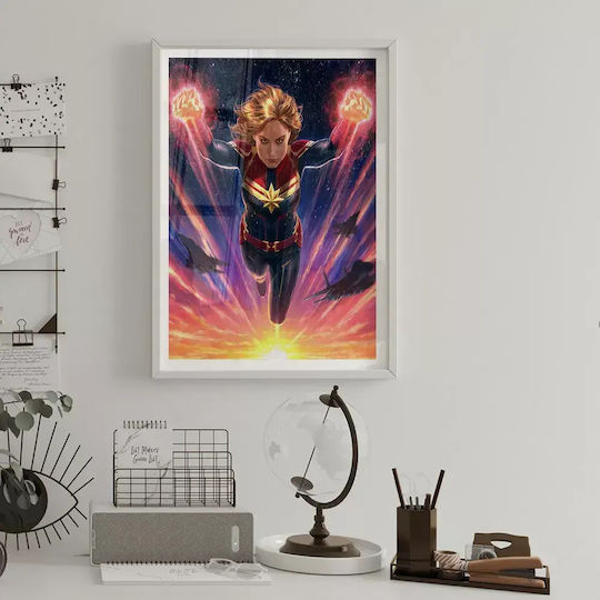 Poster Captain Marvel Mv034 40cm X 50cm Κορνίζα Καφέ Ξύλου
