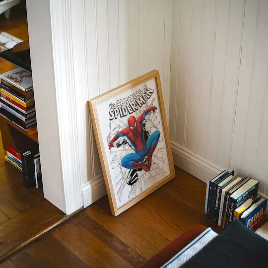 Comic Poster Spiderman Cm017 40cm X 50cm Κορνίζα Καφέ Ξύλου