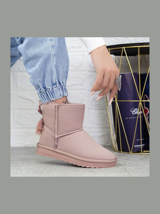 Damen Stiefeletten mit Pelz Rosa