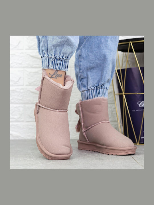 Damen Stiefeletten mit Pelz Rosa