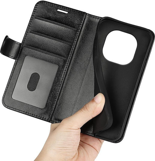 Tel1 Xiaomi Redmi Note 14 Pro 5g/4g 14 Pro Plus 5g Poco X7 5g R64 Texture Horizontal Mobile Phone Case Book Black
