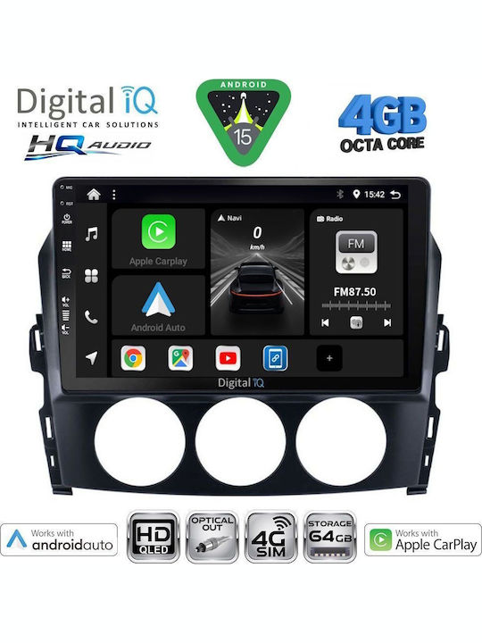 Digital IQ Car Audio System for Mazda CX-9 2006-2015 Bluetooth USB WiFi GPS Apple CarPlay Android Auto with 10" Touch Screen