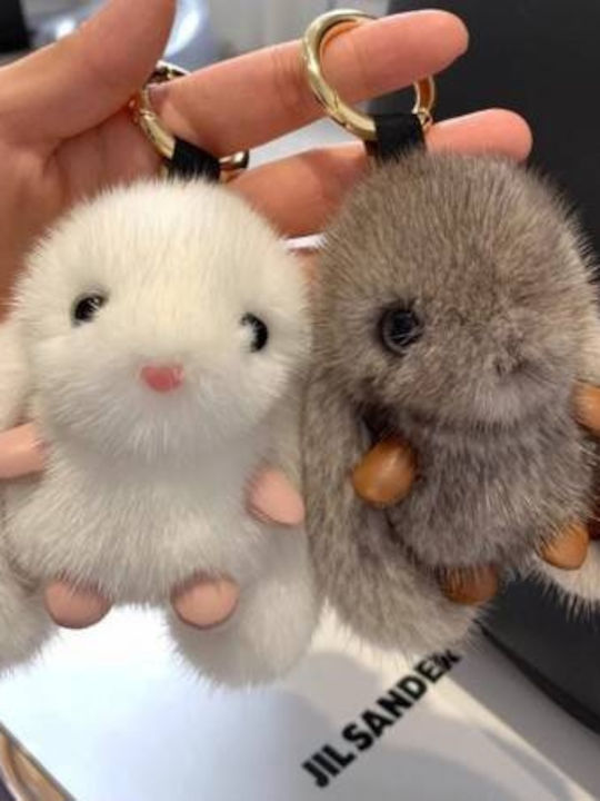 Ecarla Fluffy Weißer Hase Schlüsselanhänger Brl340b
