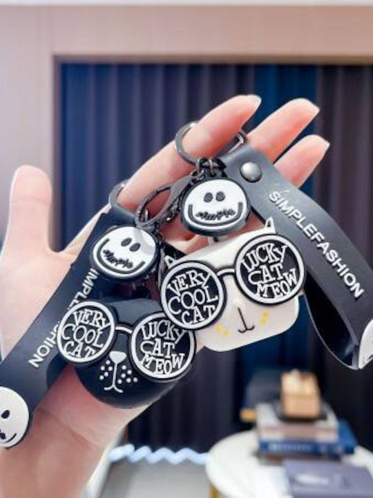 Ecarla Keychain Cat In Glasses Black Brl331cz