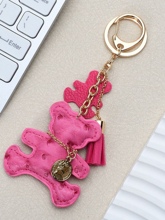 Ecarla Leather Keychain Bear Fuchsia Brl357