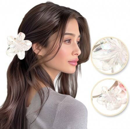 Ecarla Moana Opalescent White Flower Hair Clip-clasp Sp317b