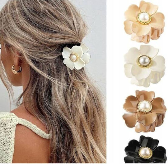 Ecarla Haarspangen mit Blume Perle Creme Sp355b