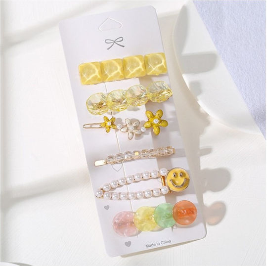 Ecarla Set 6 Decorated Hair Clips Sp398