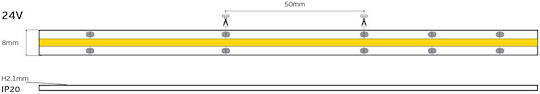 VK Lighting Smart LED Strip Wi-Fi 24V Natural White Light 5m COB Type