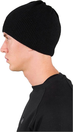 Beanie Căciulă Pentru Bărbați Tricotată În Culoare Neagră