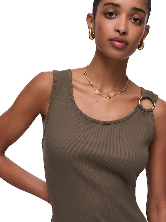 Summer Midi Knitted Dress Khaki