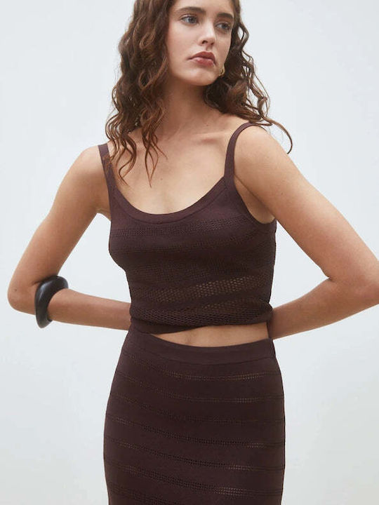 Maxi Damenkleid Gestrickt Braune