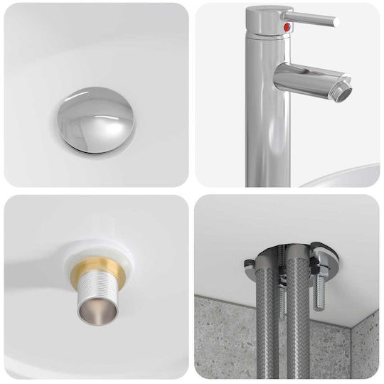 vidaXL Badezimmer Waschtisch-Einheit mit Licht Gray