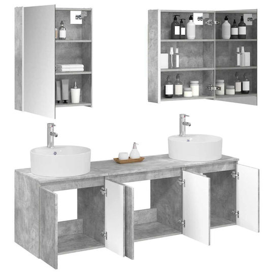 vidaXL Badezimmer Waschtisch-Einheit mit Licht Gray