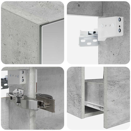 vidaXL Badezimmer Waschtisch-Einheit mit Waschbecken und Spiegel mit Licht Grau vidaXL Badezimmer Waschtisch-Einheit mit Waschbecken und Spiegel mit Licht Grau