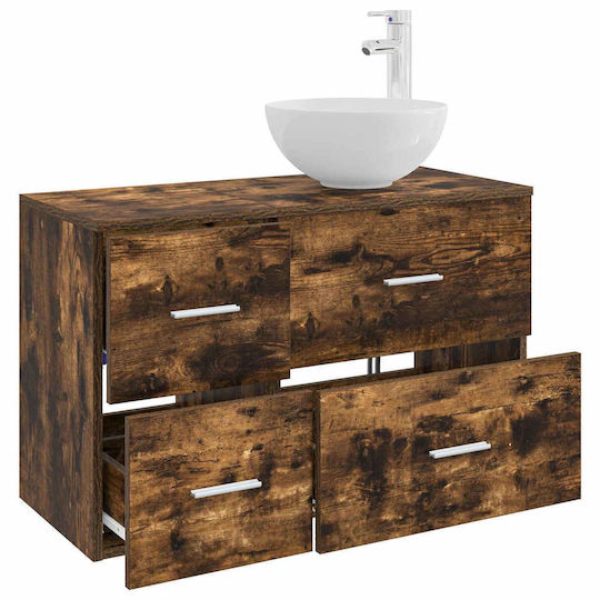 vidaXL Badezimmer Waschtisch-Einheit mit Waschbecken mit Rauchholz