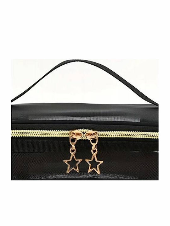 Ecarla Cosmetic Bag Smiling Girl Black 22x15x12cm Ks108