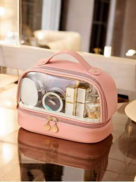 Ecarla Zwei Ebenen Stoff Make-up Tasche Fenster Rosa Ks115r