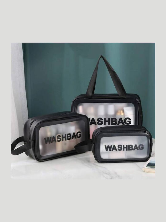 Ecarla Set 3 Black Washbag Cosmetic Bags Ks83cz