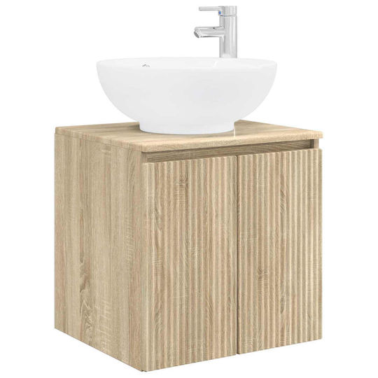 vidaXL Vanity Unit with Sink & Mirror with Light Sonoma