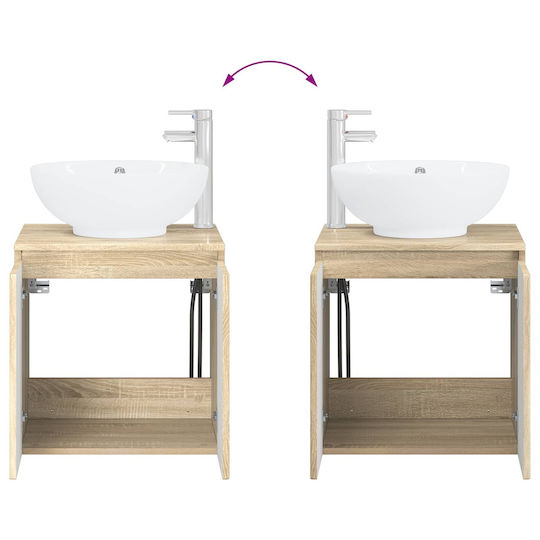 vidaXL Vanity Unit with Sink & Mirror with Light Sonoma
