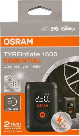 Osram Car Tire Pump Tyreinflate 1600 Essential Rechargeable With Battery 12V
