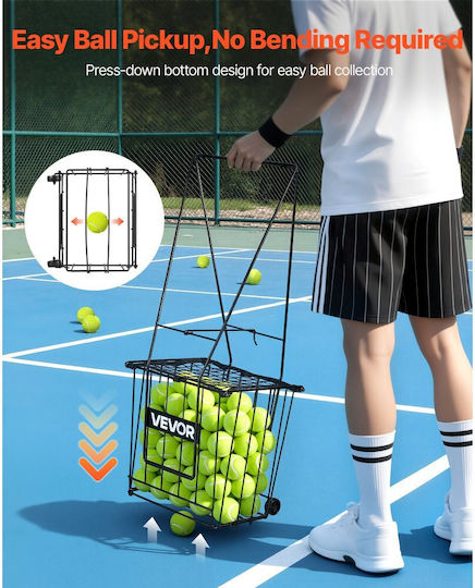 Vevor Καρότσι Συλλογής Μπαλών Τένις Pickleball Ρόδες Χωρητικότητα 75 Μπάλες Wqsnljtgtg75z8red001v0