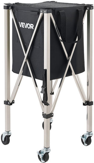 Vevor Tennis Pickleball Ball Collection Cart Foldable Wheels Stainless Steel Storage Bag Capacity 200 Balls Kzdwqsntc200be5dr001v0