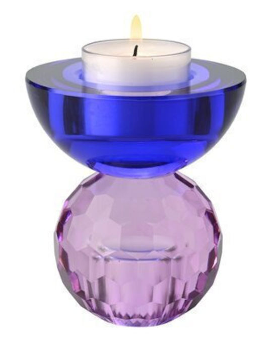 Crystal Candle Holder In Blue Colour 8x8x9cm