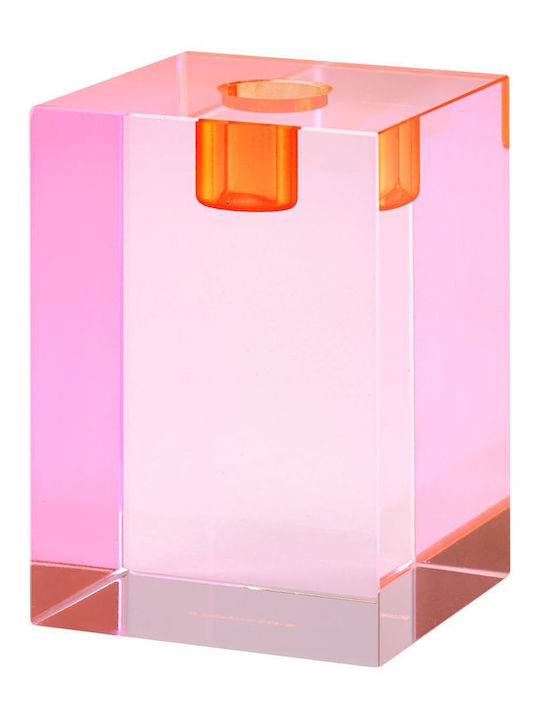 Crystal Candle Holder In Pink Colour 7.6x7.6x11cm