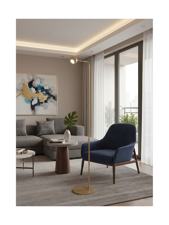 VK Lighting LED Floor Lamp Height 125.2cm With Warm White Light 468lm Black